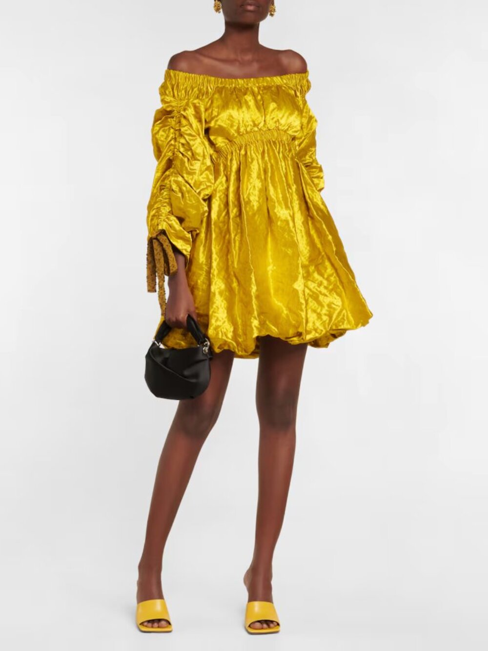 Ulla Johnson Martine Puff-Sleeve Metallic Mini Dress - Picture 2 of 10